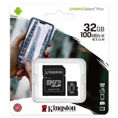 Tarjeta microSDHC 32GB Kingston Canvas Select Plus c/adaptador