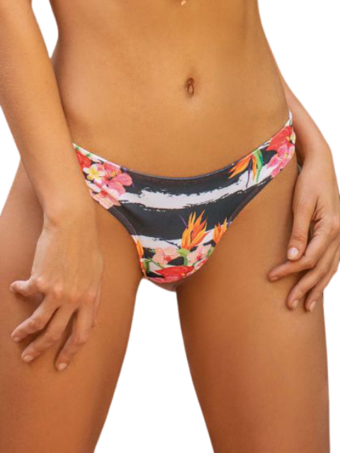 Bombacha Colaless Ancha Estampado Rayas Flores 22 Cocot 12595