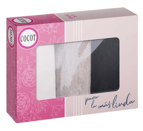 Pack x 3 Vedetina Algodon Lisa Negro Cocot 5600