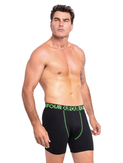 Boxer Algodon Lycra Bordado Negro o Melange o Azul Francia Cocot 11785