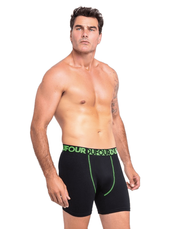 Boxer Algodon Lycra Bordado Negro o Melange o Azul Francia Cocot 11785