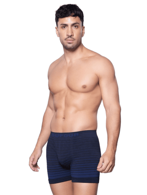 Boxer Rayado Melange Sin Costura Dufour Blanco o Bordo o Azul Francia o Azul Marino Cocot 11943