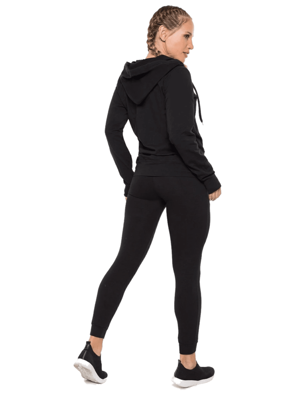 Campera Buzo Algodon Y Lycra Con Capucha Negro o Melange Cocot 5276 - Imagen 4
