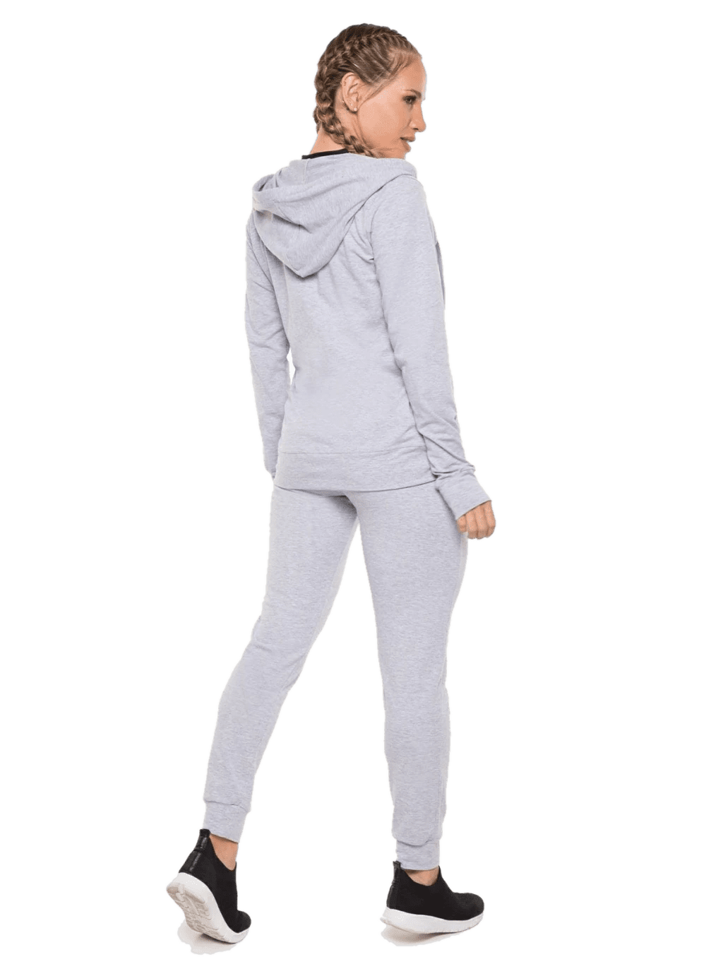 Campera Buzo Algodon Y Lycra Con Capucha Negro o Melange Cocot 5276 - Imagen 8