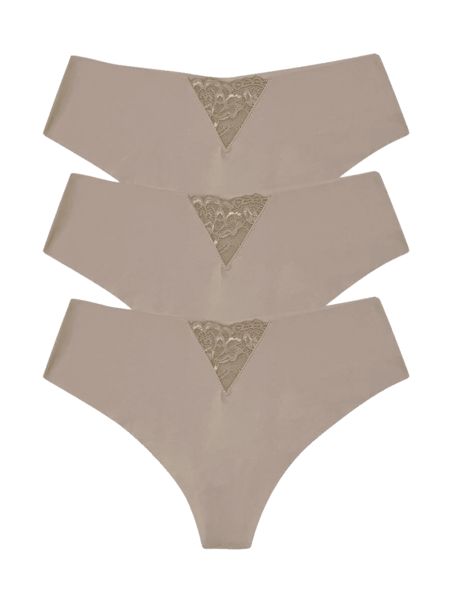 Culotte Segunda Piel Con Puntilla - Pack X3 Negro o Blanco o Azulino o Avellana (32) Cocot 6245