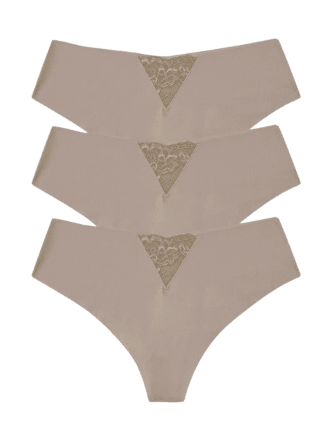 Culotte Segunda Piel Con Puntilla - Pack X3 Negro o Blanco o Azulino o Avellana (32) Cocot 6245