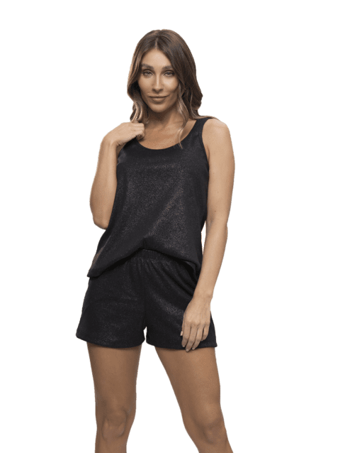 Pijama C/Lurex Musculosa Negro Cocot 7462
