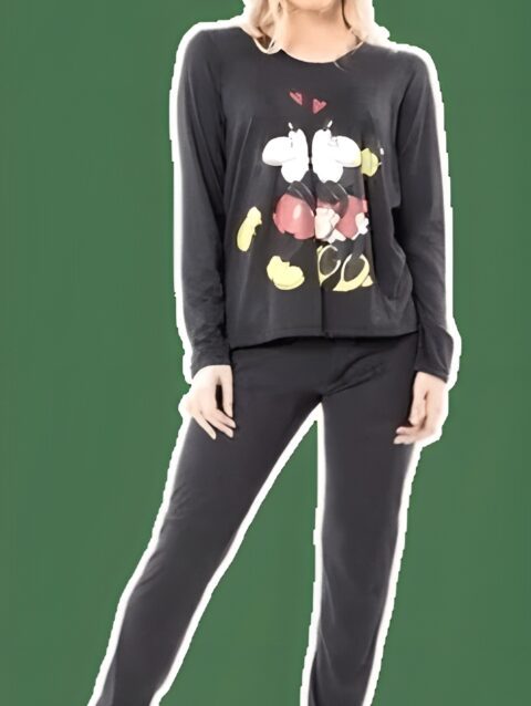 Pijama Minnie Y Mickey Gris Oscuro Cocot 20127