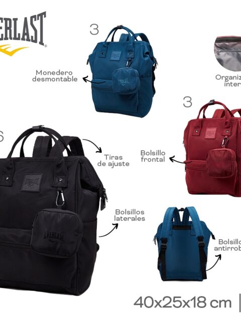 Mochila Boca de pez Everlast Varios Colores 22578