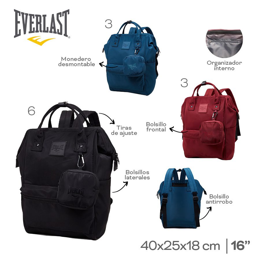 Mochila Boca de pez Everlast Varios Colores 22578