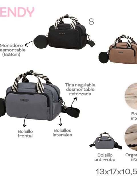Bandoleral Con Monedero Trendy Negro 22744