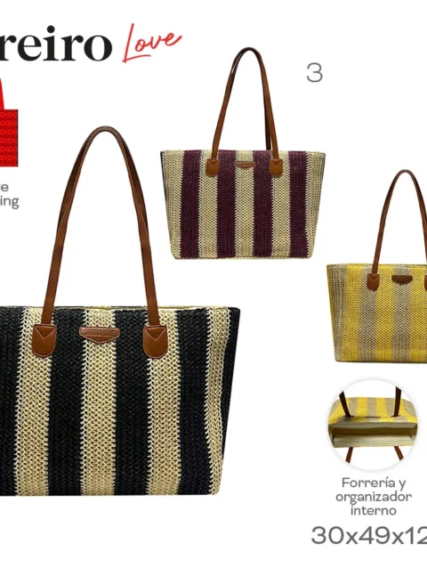 Beach Bag Oreiro Love Beige Con Amarillo 28875