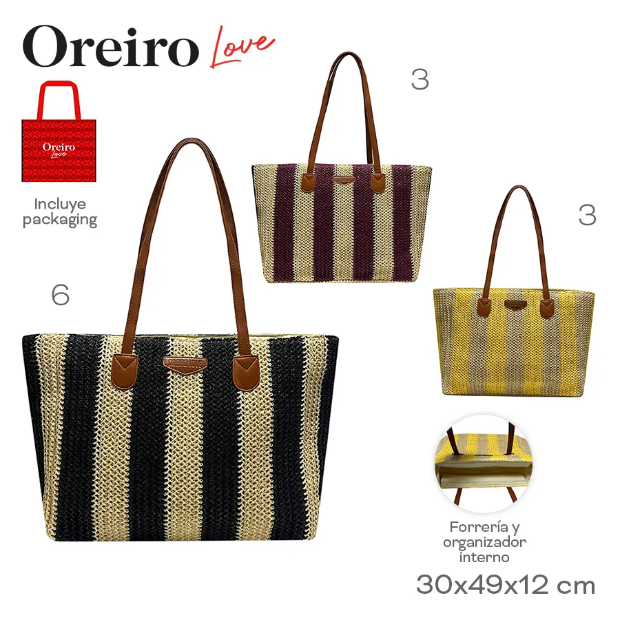 Beach Bag Oreiro Love Beige Con Amarillo 28875