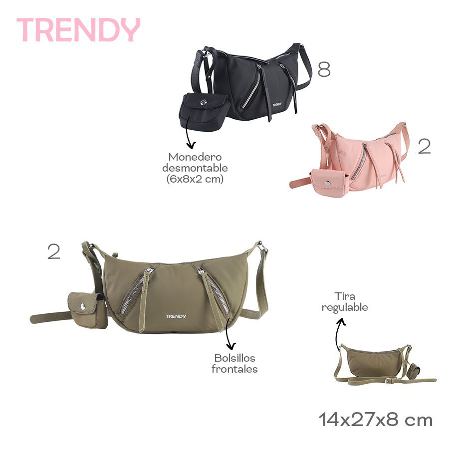 Bandolera Con Monedero Trendy Negro 29163