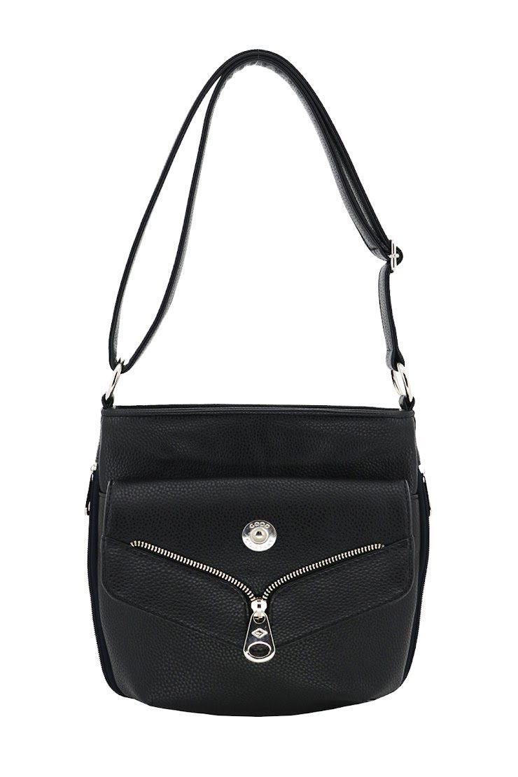 Bandolera Extensible Chica con Tapa en Forma V Good Company Negro 1855