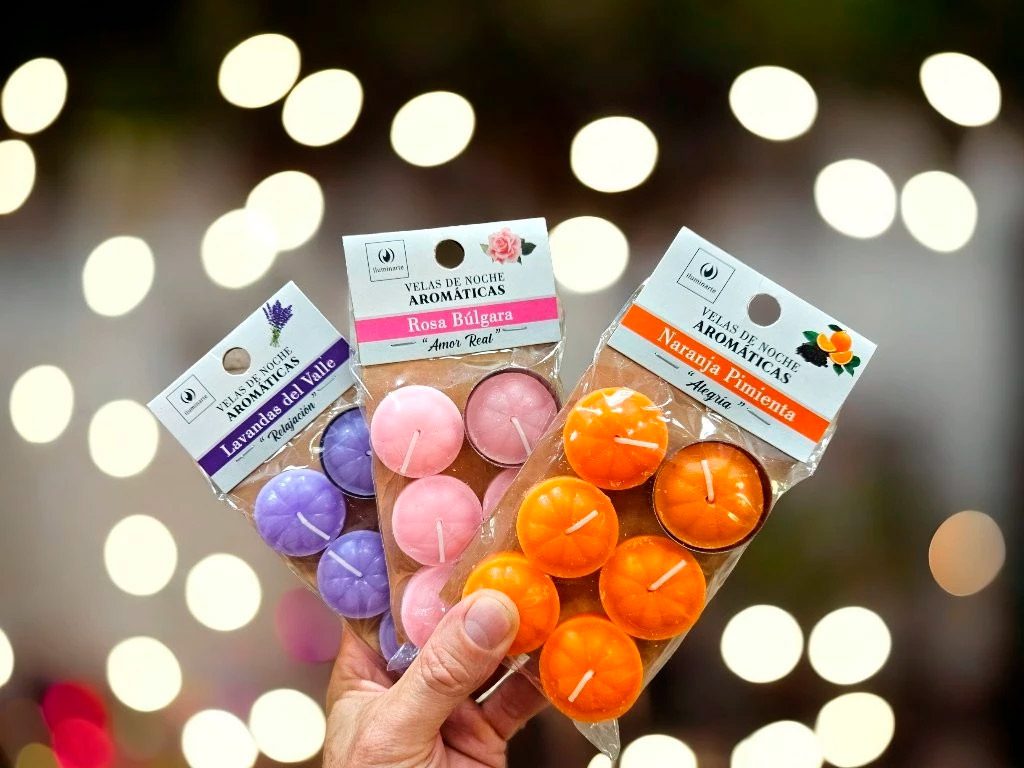 Velas de Noche Aromaticas x 6 Aromanza Varios Colores 008B