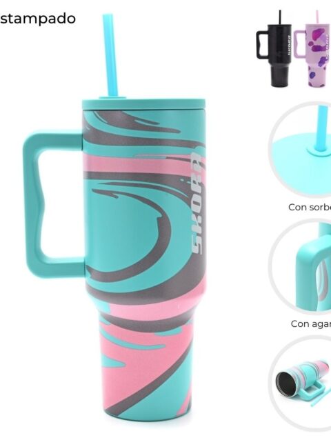 Vaso Termico Con Sorbete 1200ML Skora Varios Colores 40591