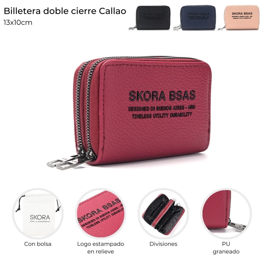 Billetera Doble Cierre Callao Skora Varios Colores 43856