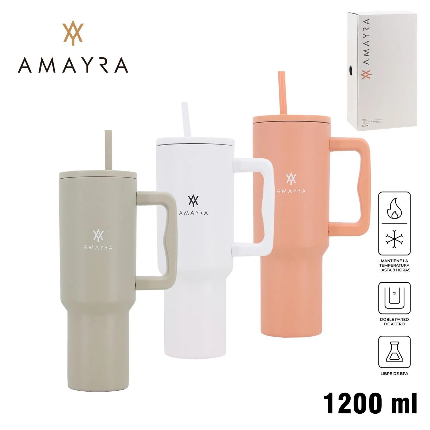 Vaso Termico 1200ML Amayra Varios Colores 67.X1808